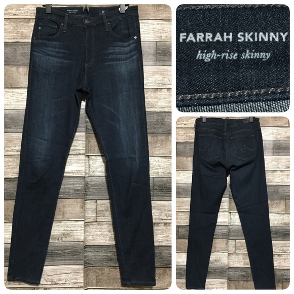 Ag Farrah Skinny High Rise Jeans Women’s 29R Dark Wash Blue (Inseam 30.5) Soft - Picture 1 of 9